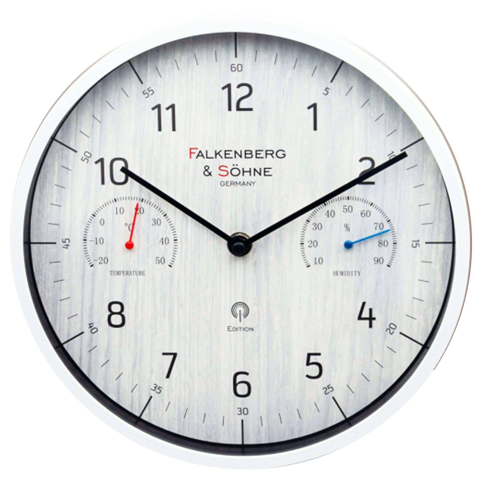 Miraval Funkwanduhr Weiß 250 mm mit Thermometer und Hygrometer