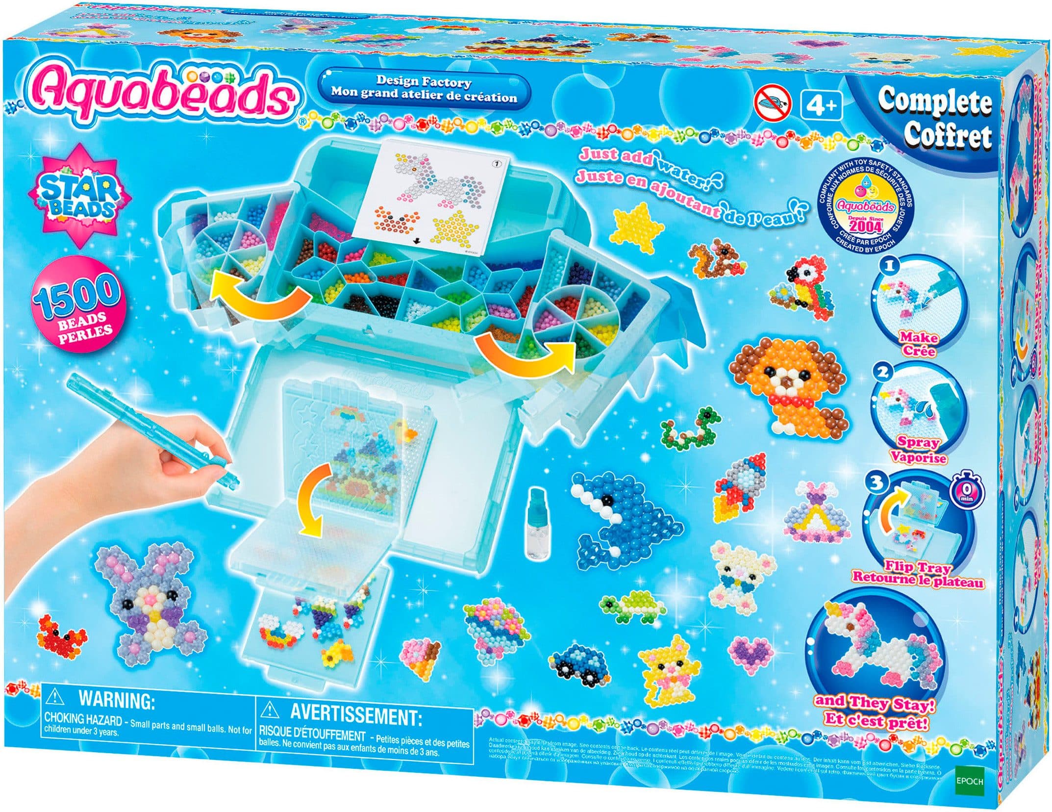 Aquabeads Kreativset Designfabrik Bunt 1500 Perlen Flip Tray - Bild 2