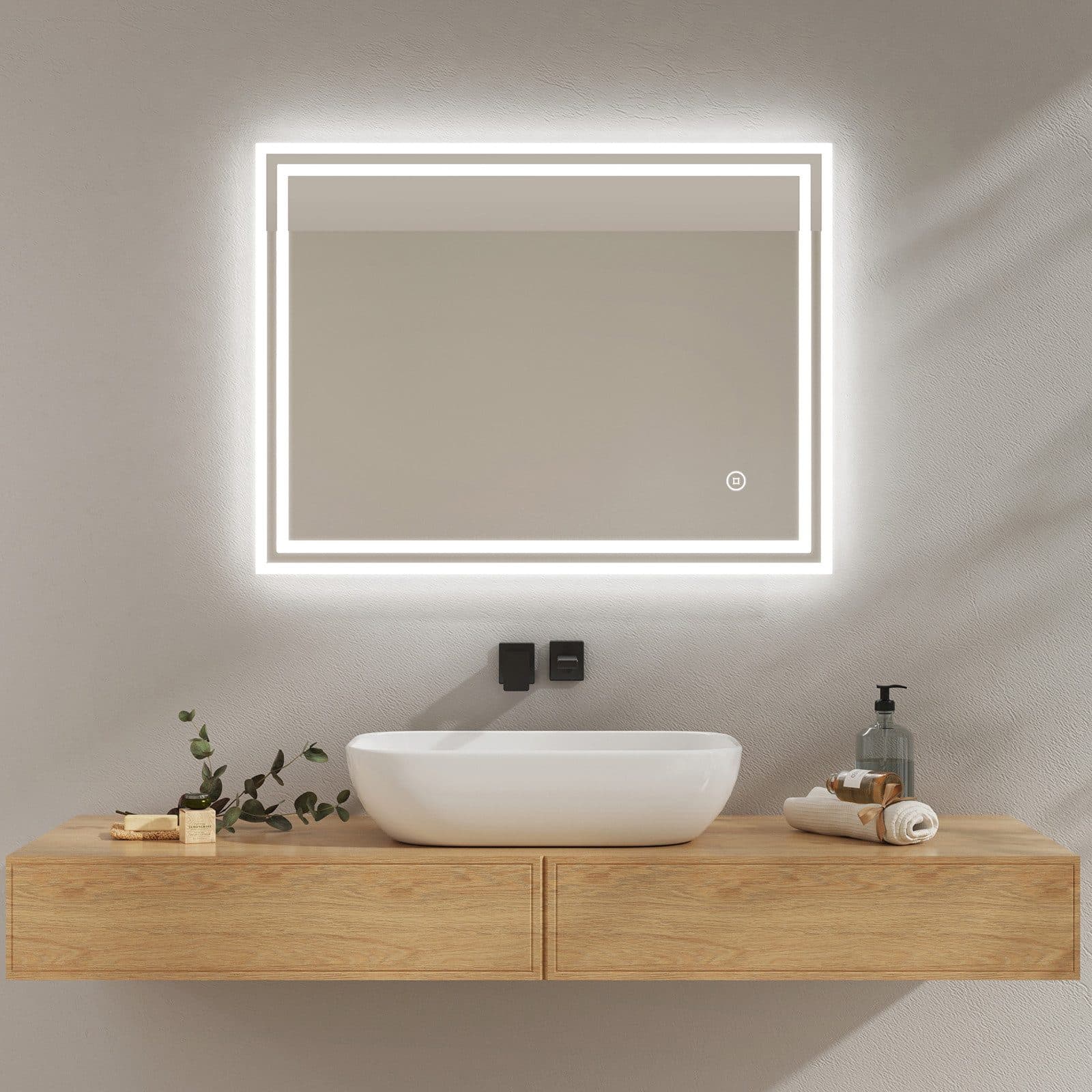 EMKE Badspiegel mit LED-Beleuchtung Touchschalter Dimmbar Antibeschlag - Bild 2