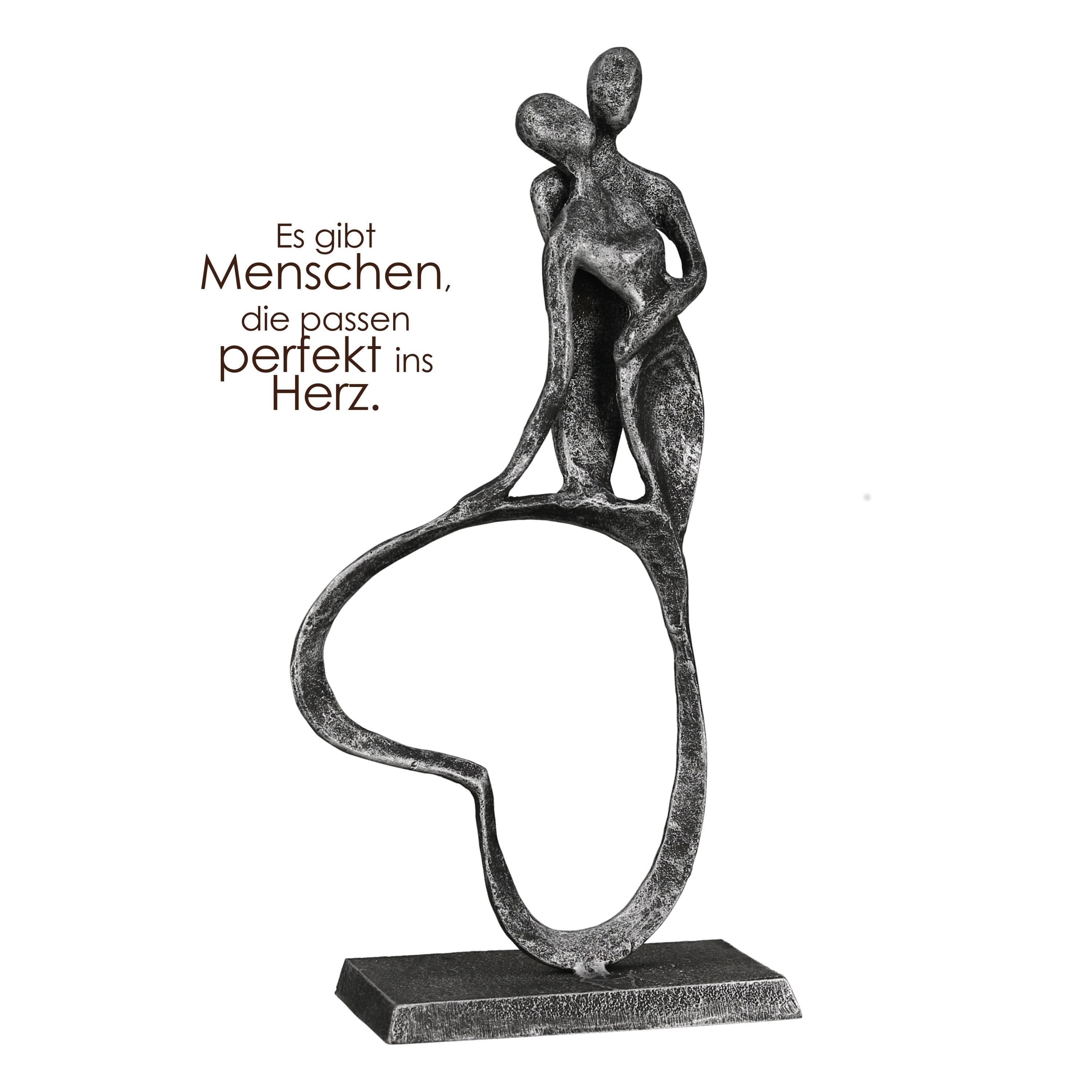 Gilde Skulptur STAND BY ME Eisen Paarmotiv Herz anthrazit/silber