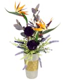 I.GE.A. Kunstblume Gesteck Strelitzie Allium Lavendel Orange Bild 2