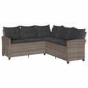 vidaXL Gartenlounge-Set L-förmig Grau Poly Rattan mit Kissen Bild 2