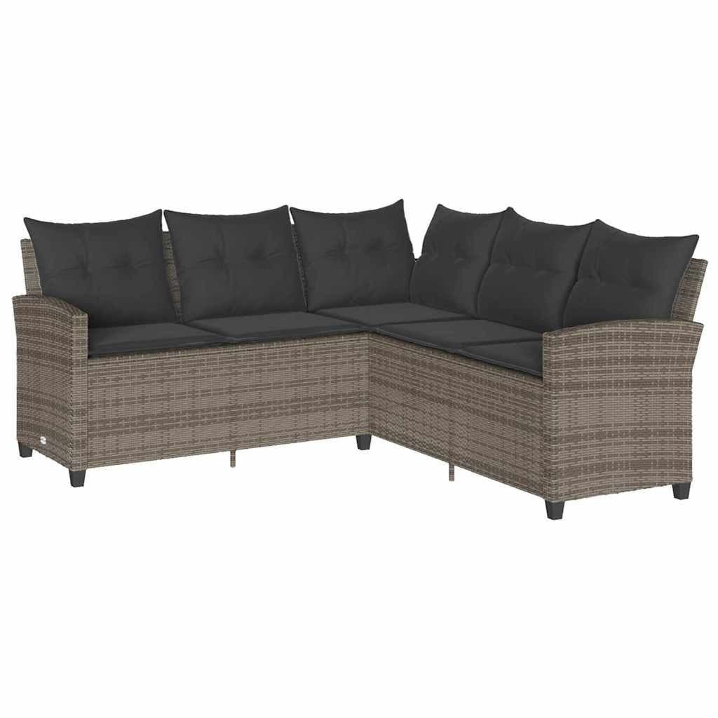 vidaXL Gartenlounge-Set L-förmig Grau Poly Rattan mit Kissen - Bild 2