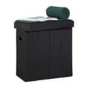 relaxdays Faltbarer Sitzhocker Schwarz Leinen-Optik Aufbewahrungsbox Bild 2
