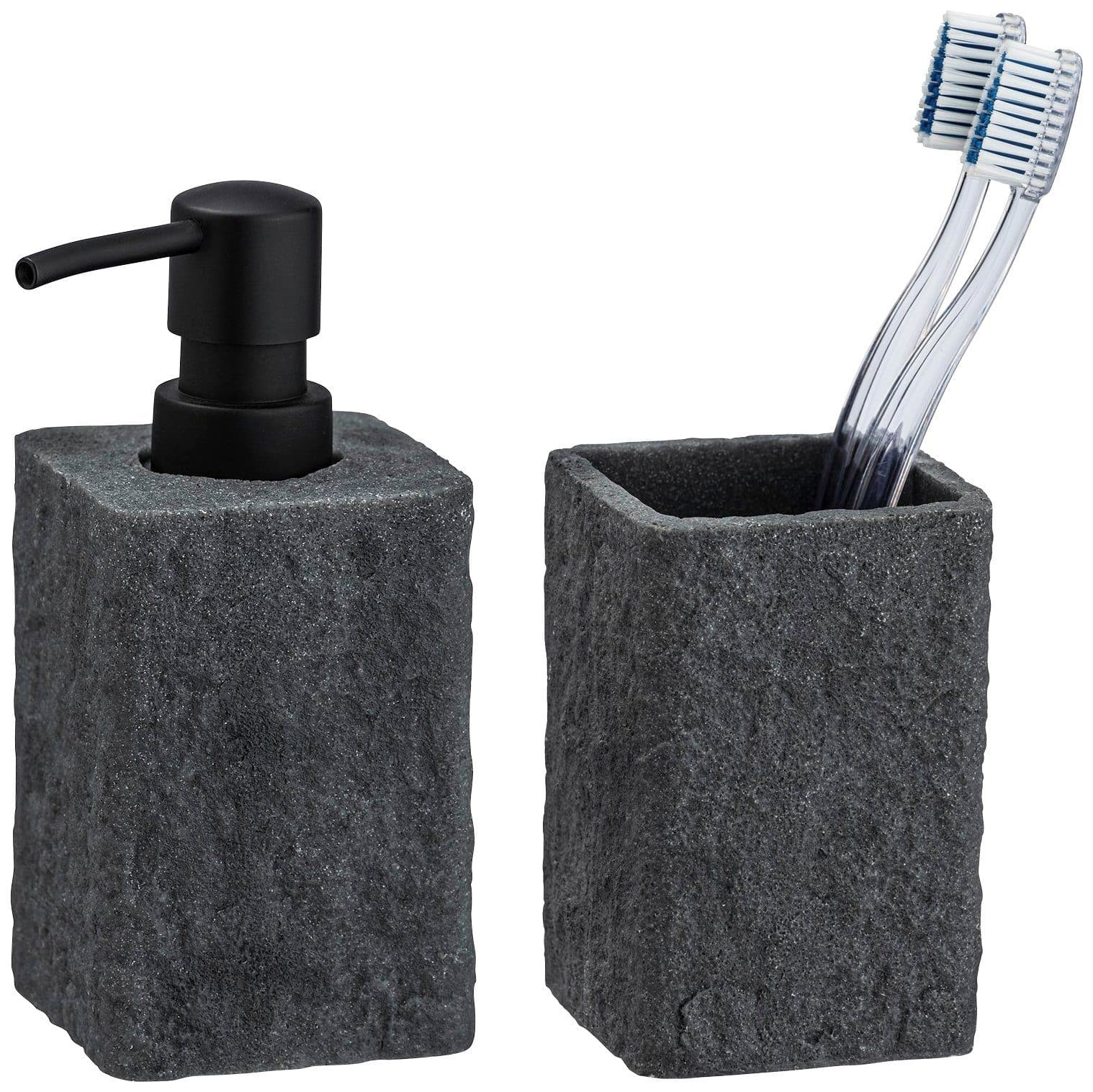 WENKO Badaccessoire-Set Villata Grau Schwarz Polyresin 2-tlg. - Bild 2
