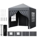 loefme Faltpavillon Grau mit 4 Seitenteilen höhenverstellbar Bild 2