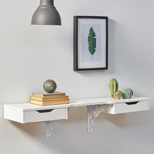 Antike Wandregalhalter - Weiße Regalwinkel (2er Set)