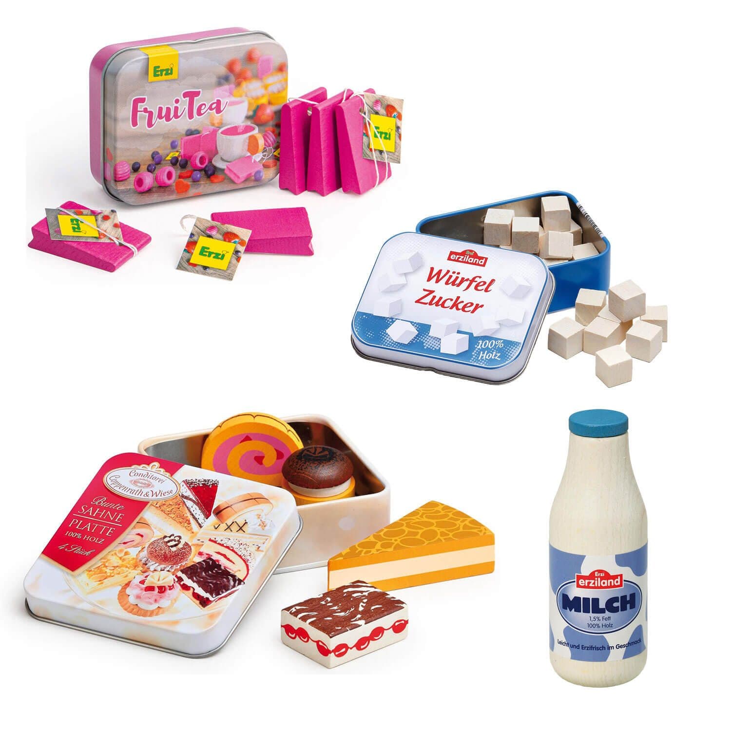 Erzi® Kaufladensortiment Kaffee & Kuchen Zubehör Set Buche