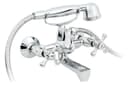 Hydroland Wannenarmatur Retro Chrom Zweigriffmischer mit Brauseset Bild 2