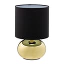 relaxdays Nachttischlampe Tischlampe Metall & Stoff Gold Bild 2