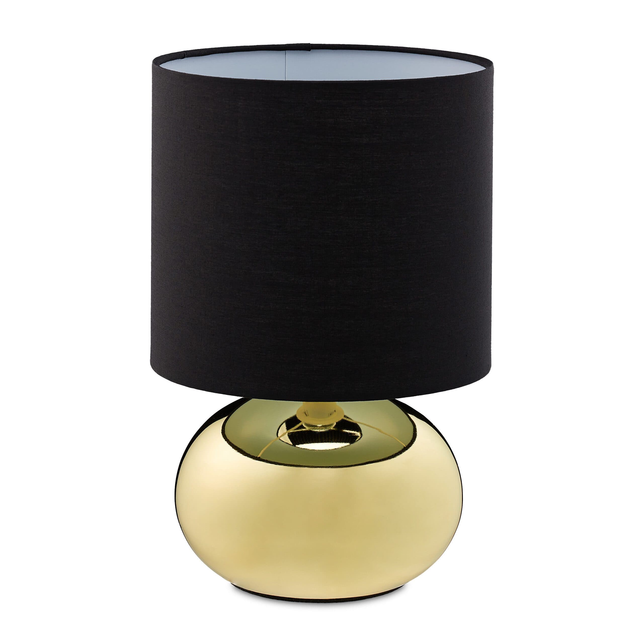 relaxdays Nachttischlampe Tischlampe Metall & Stoff Gold - Bild 2