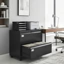 HOMCOM Aktenschrank mit 2 Schubladen und Rollen Schwarz Bild 2