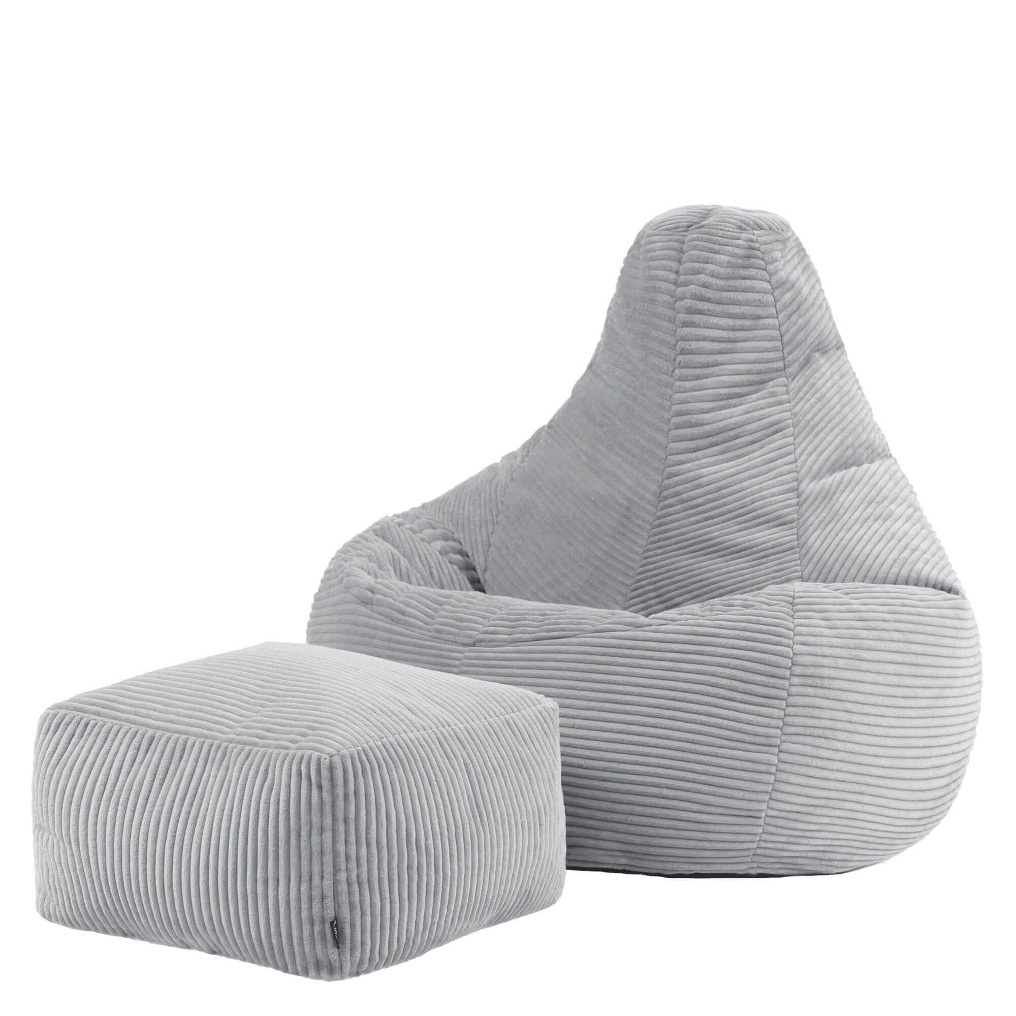 Icon Sitzsack Sessel mit Rückenlehne Dalton Grau mit Hocker XXL - Bild 2