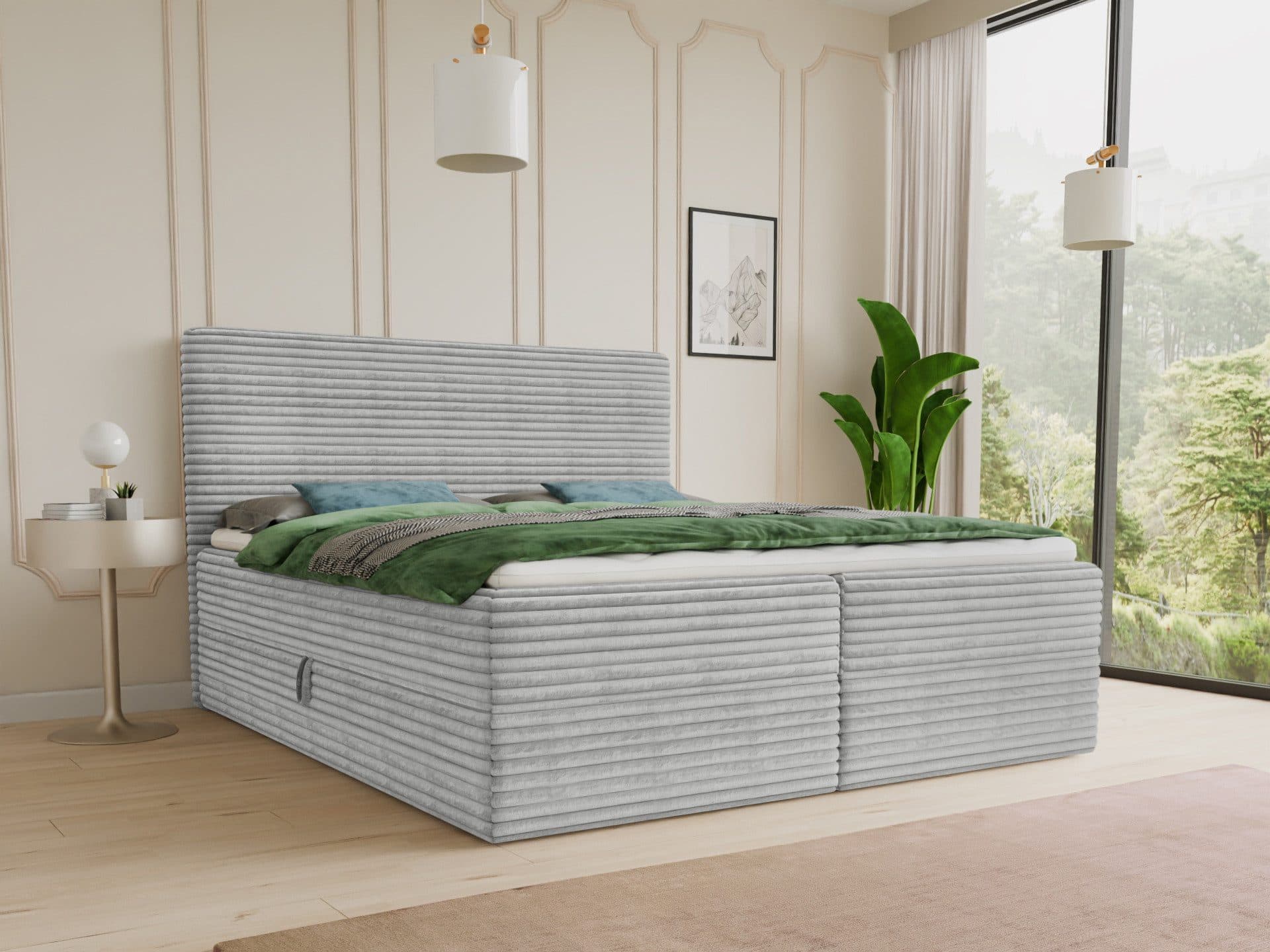 Sofnet Boxbett Mollo Doppelbett mit Bettkästen Grau Cordstoff - Bild 2