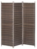 Merxx Paravent Geflecht Braun 3-teilig Stahl Poly Rattan Bild 2