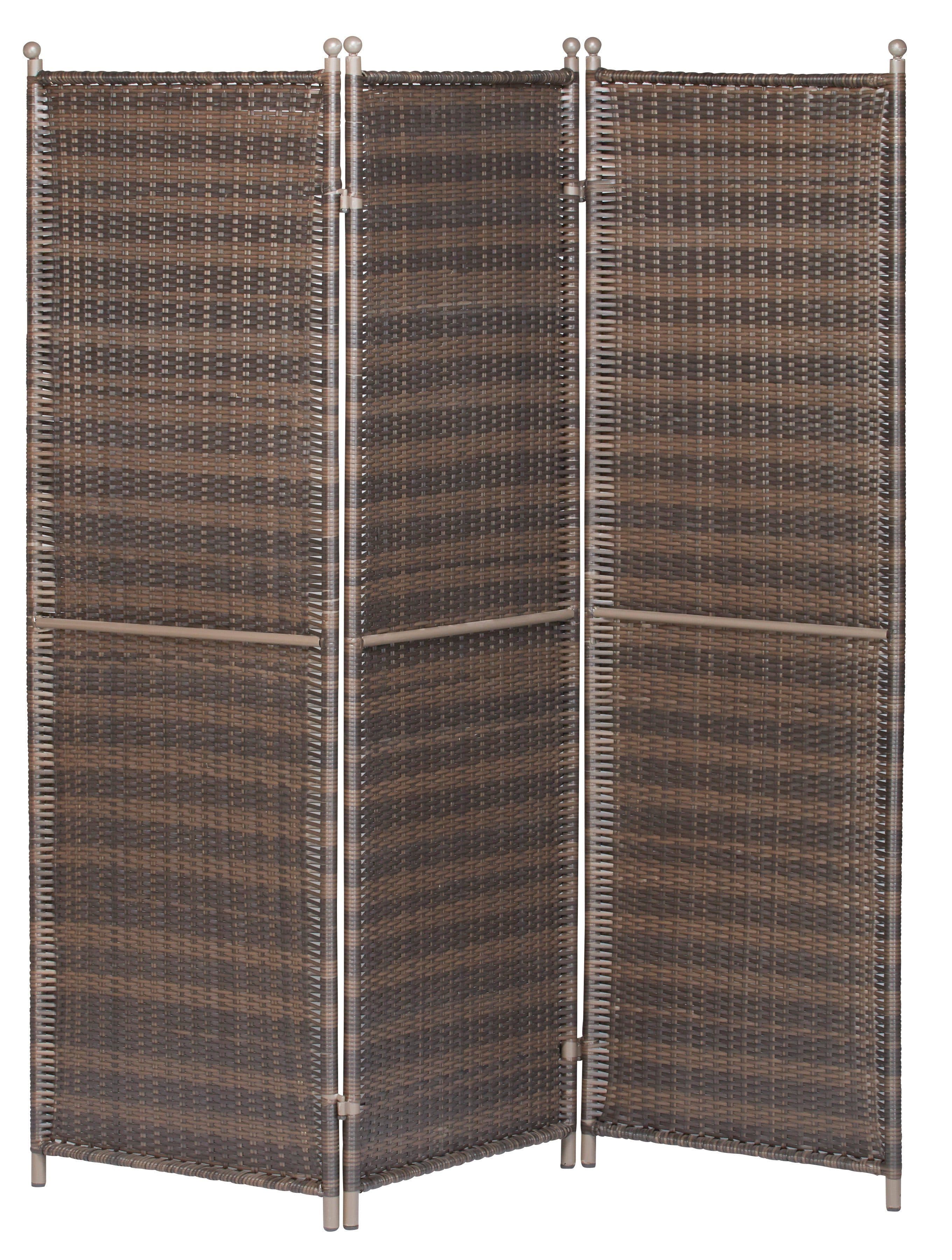 Merxx Paravent Geflecht Braun 3-teilig Stahl Poly Rattan - Bild 2