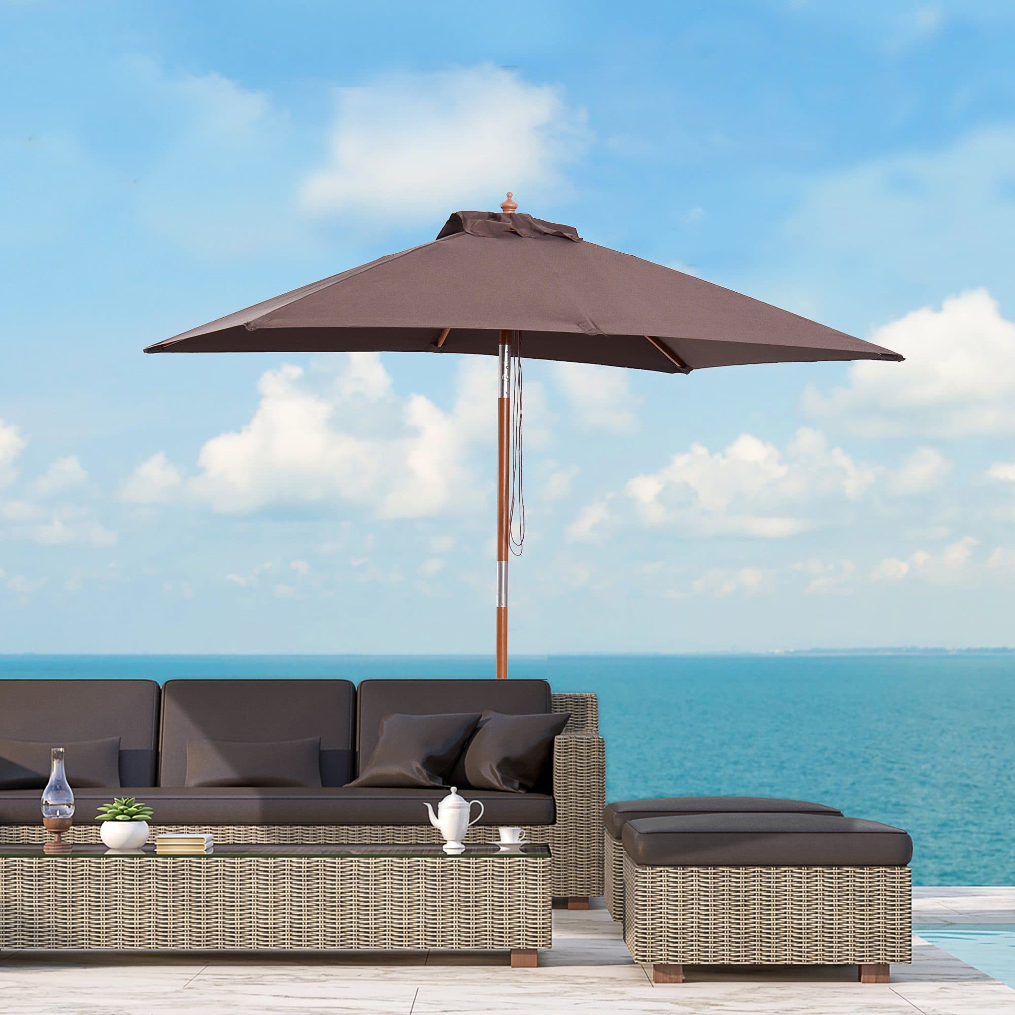 Outsunny Sonnenschirm 200x150 cm rechteckig Strandschirm 3-stufig einstellbar - Bild 2