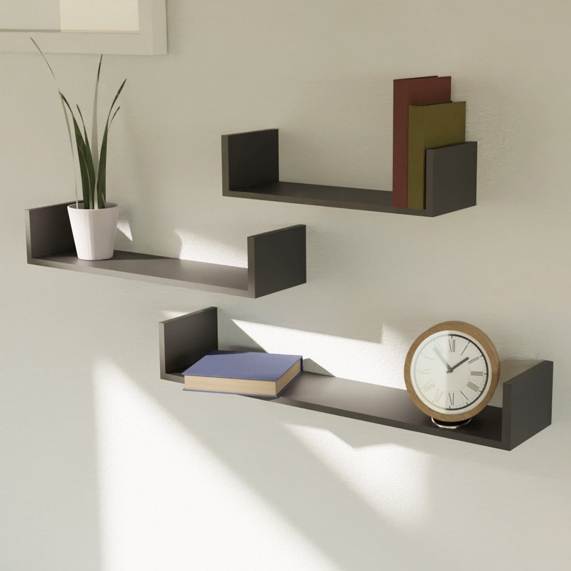 Mojawo Wandregal 3er Set Bücherregal CD-Board Schweberegal MDF