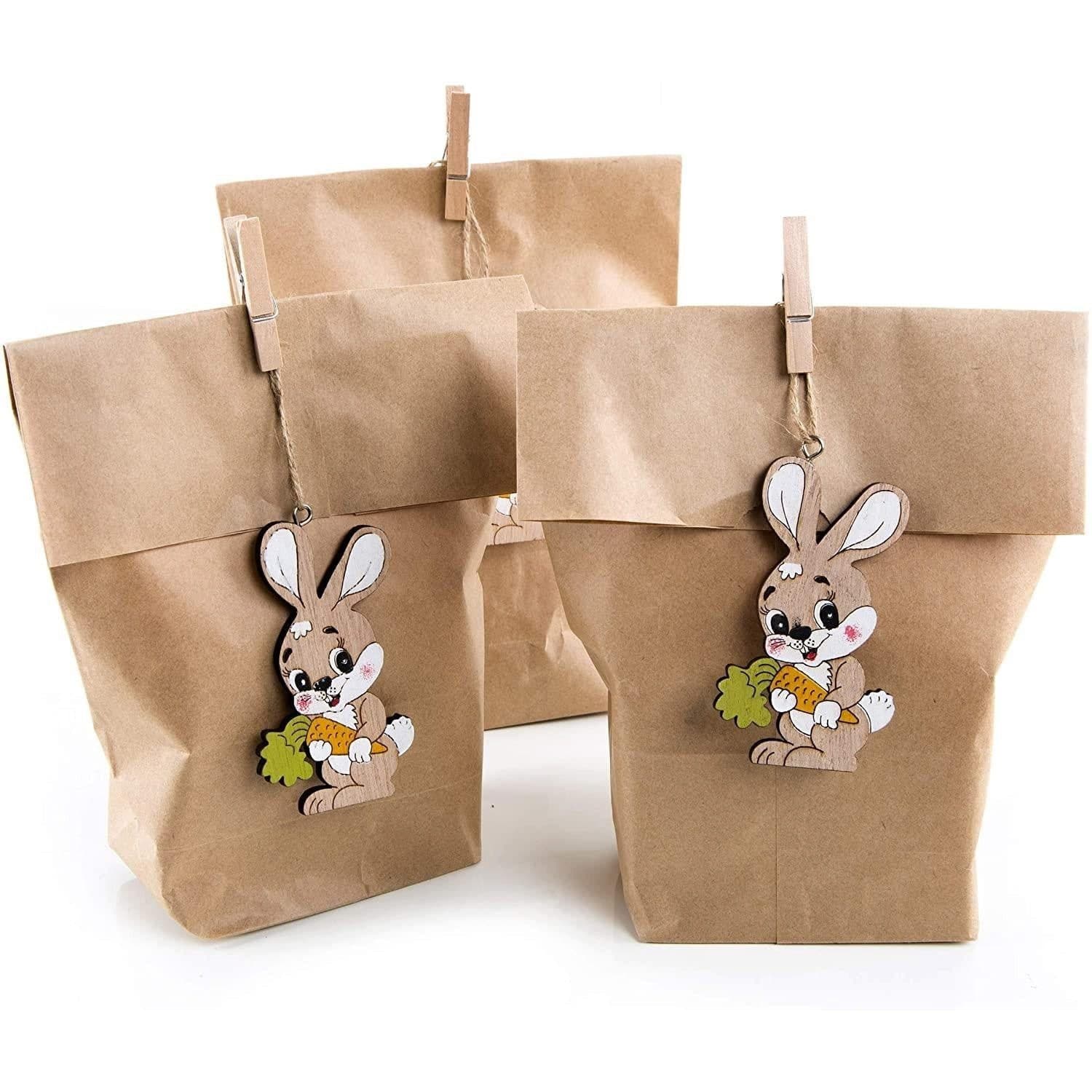 Logbuch-Verlag Geschenktüten Ostern Kraftpapier Holz-Osterhasen