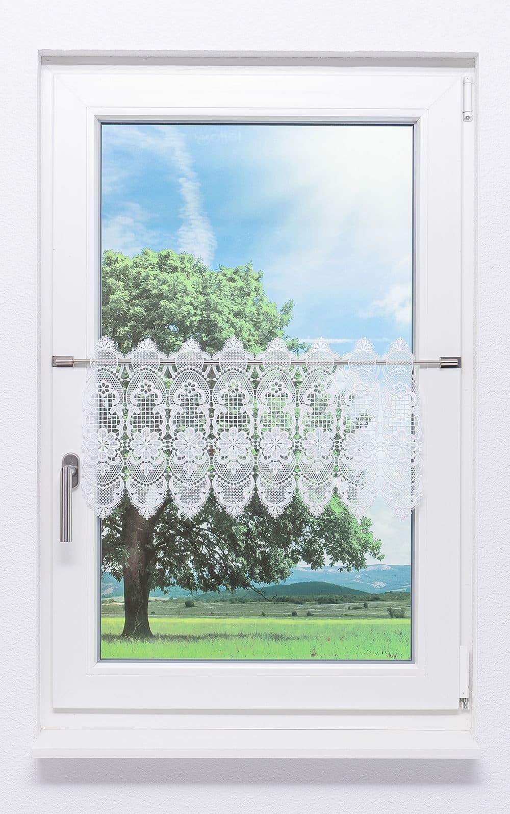 Plauener Spitze® Scheibengardine Spitzenblume Transparent - Bild 2