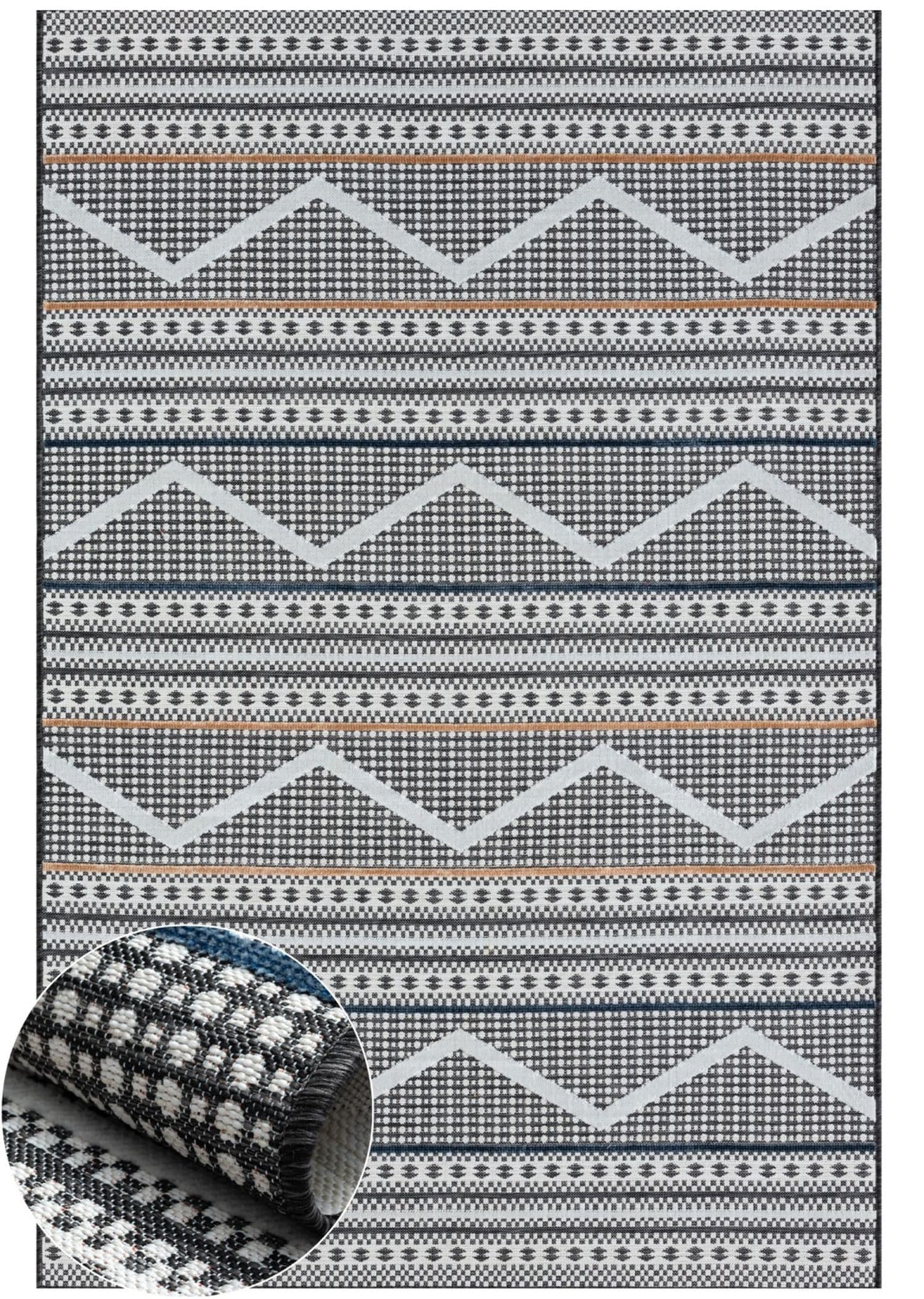Wohnando Outdoor-Teppich Johnny Schwarz Modernes Hoch-Tief-Design - Bild 2