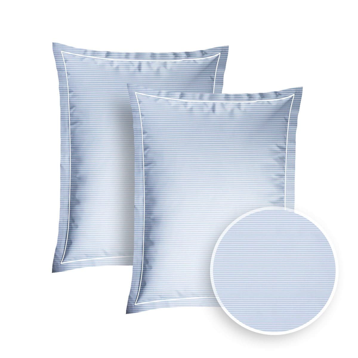 Pure cottom Kissenbezug 2er Set Baumwollperkal Blau/Weiß - Bild 2