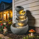 Outsunny Gartenbrunnen mit LED Beleuchtung und Pumpe Bild 2