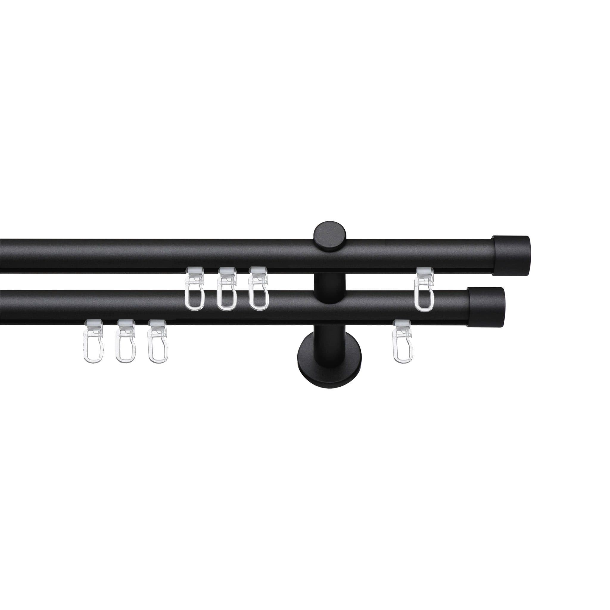 SN DECO GROUP Gardinenstange Brest 2-läufig Aluminium Schwarz Komplettset - Bild 2