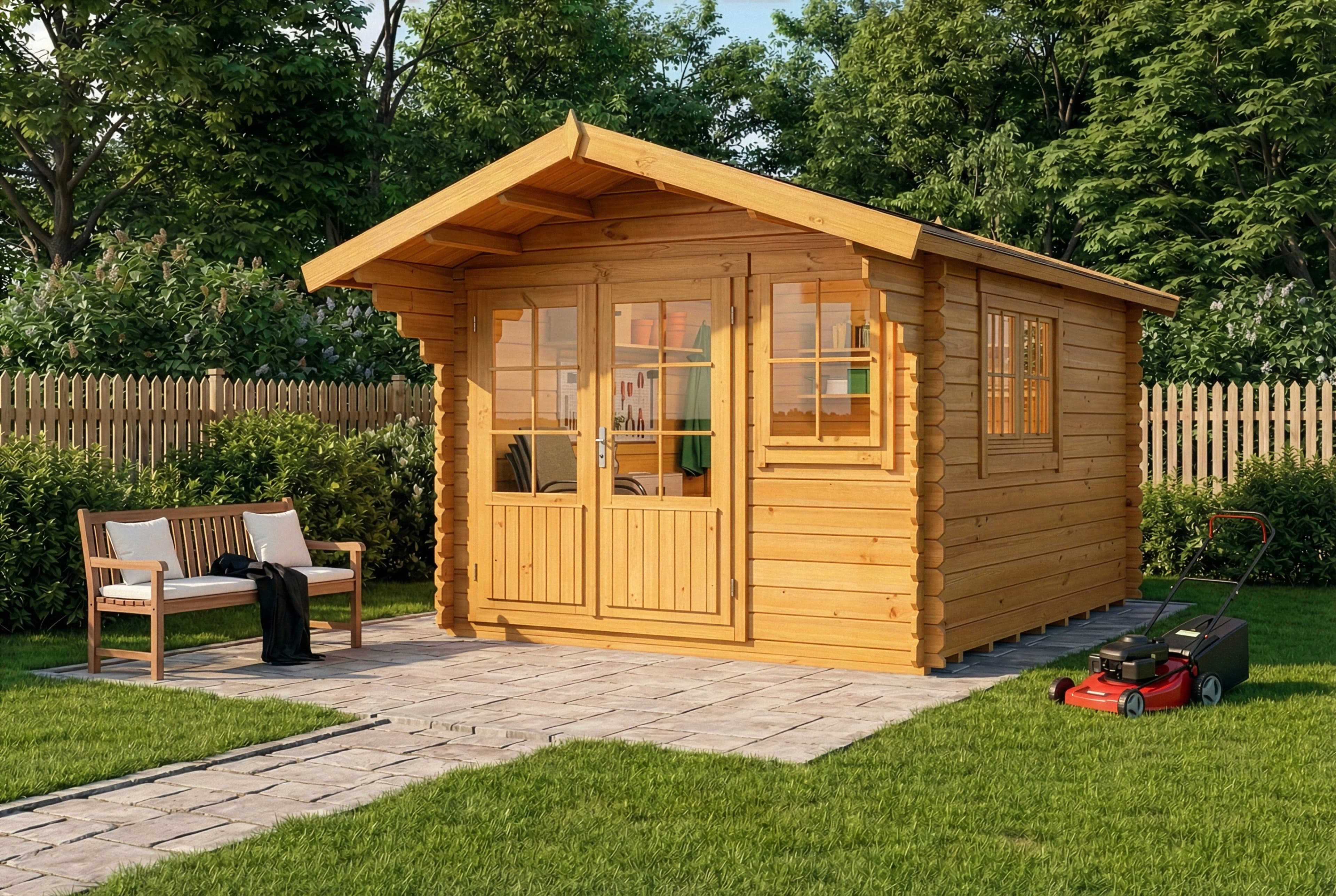 Alpholz Gartenhaus Gabriel 338x467 cm Kiefernholz Blockbohlen - Bild 2