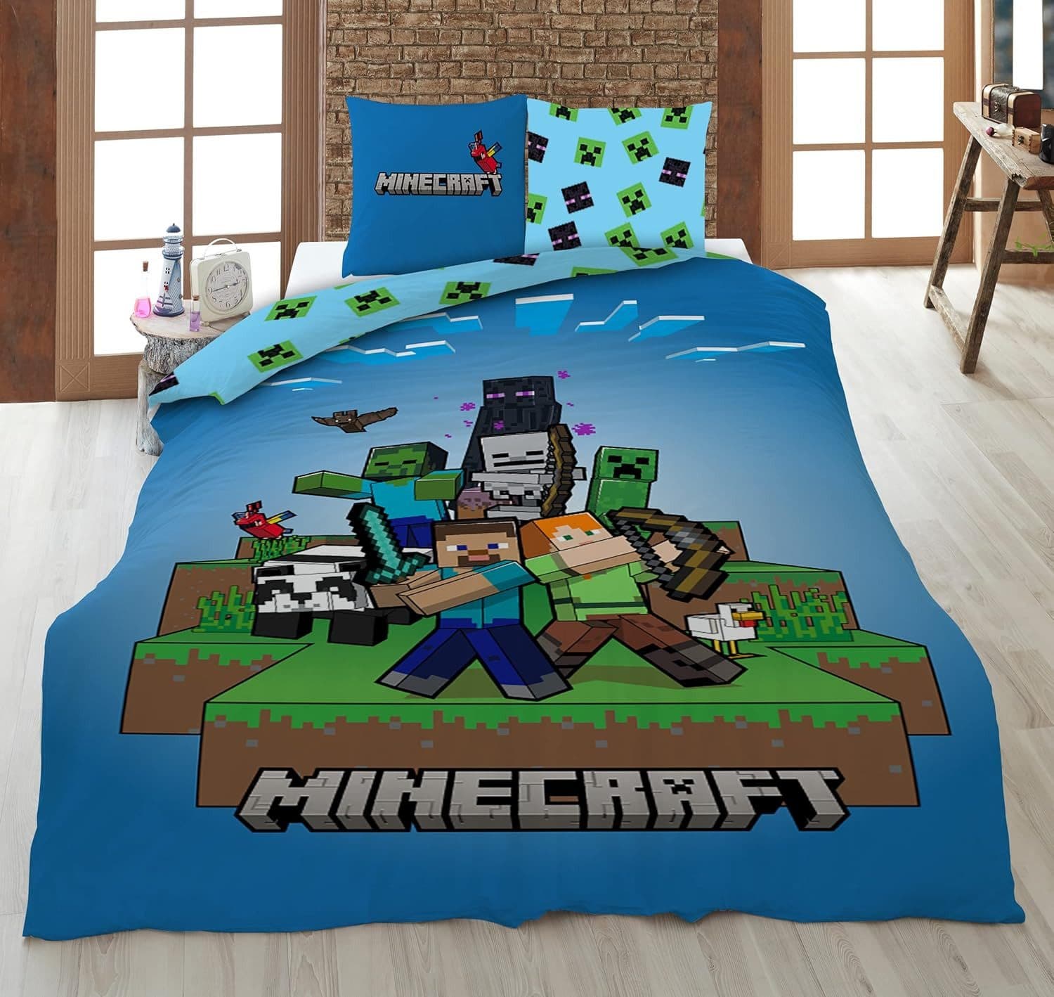 AY!Max Minecraft Wende Bettwäsche Set 2 tlg. 135 x 200 cm 80 x 80cm - Bild 2