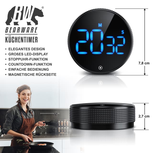 Brandson BEARWARE Digital Küchenwecker mit LED Display & Magnetfunktion