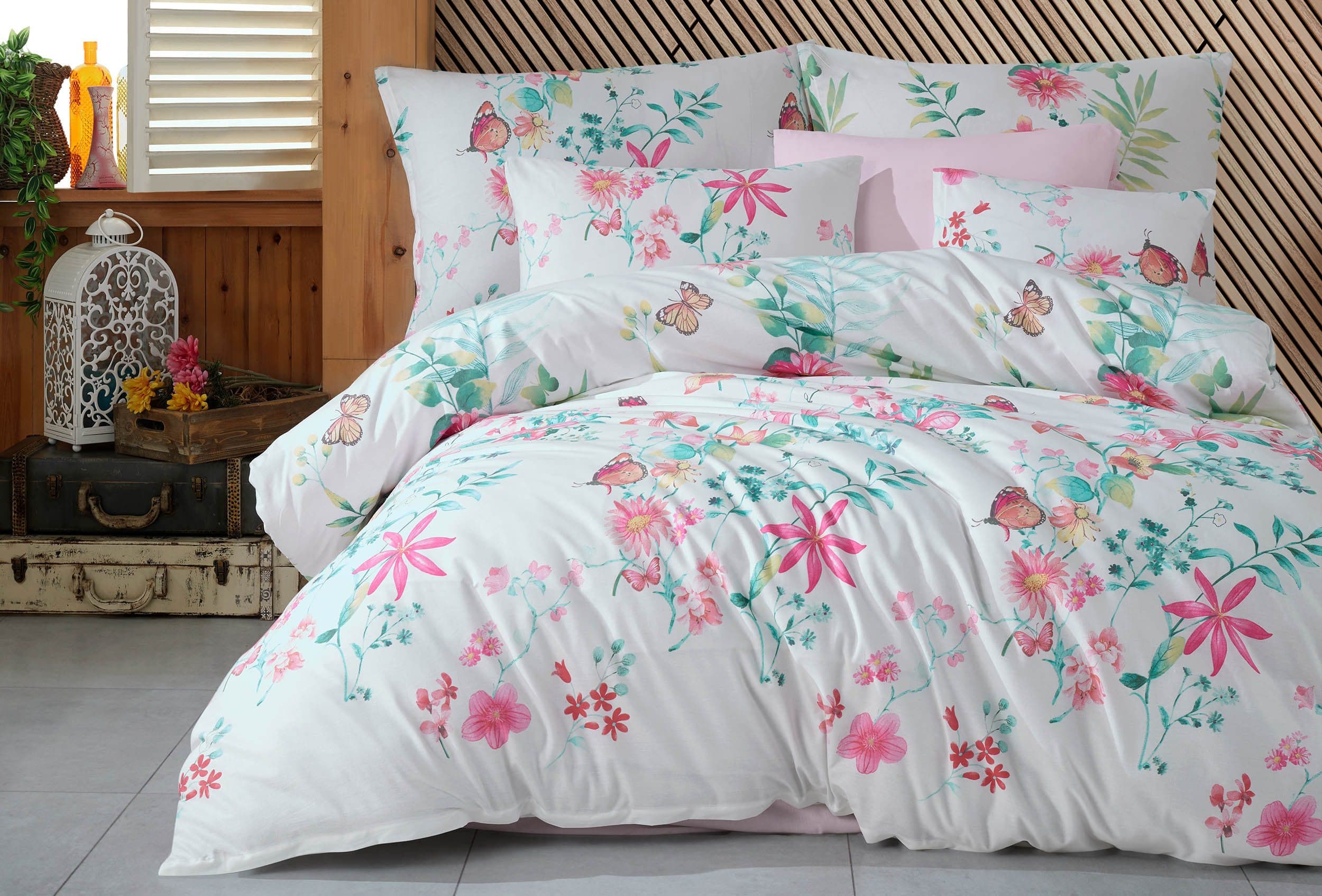 Buymax Bettwäsche Vilatis 3-teilig 100% Baumwolle Rosa/Weiß - Bild 2