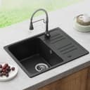 HOROW Granitspüle Schwarz 1 Becken 57 x 45 cm Bild 2