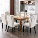 Flieks Esszimmerstuhl Set 6-tlg. Beige Samt Eichenbeine Bild 2