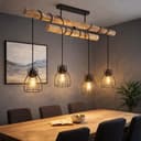 GLOBO LIGHTING LED Pendelleuchte Warmweiß Holz Metall Bild 2