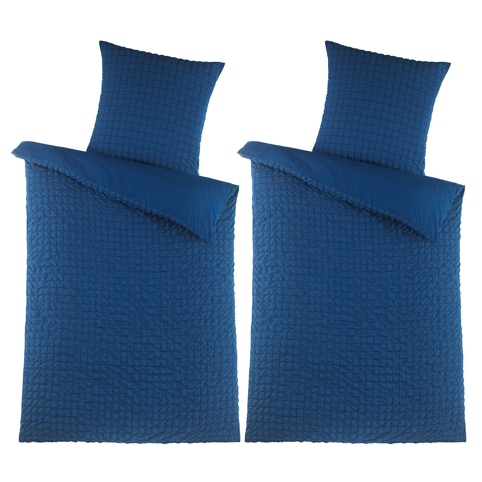 Visaggio Seersucker Bettwäsche Set 4-teilig Blau Gestreift - Bild 2
