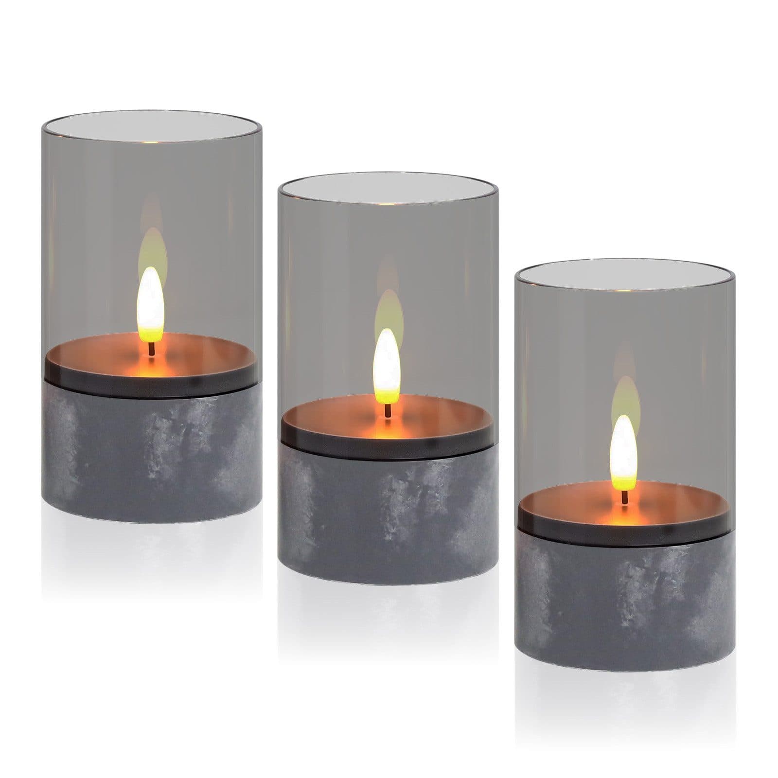 kisidus LED-Kerze Flammenlose LED Kerzen 3D-Docht 3er Set Ø 7.5cm x 12.5cm - Bild 2
