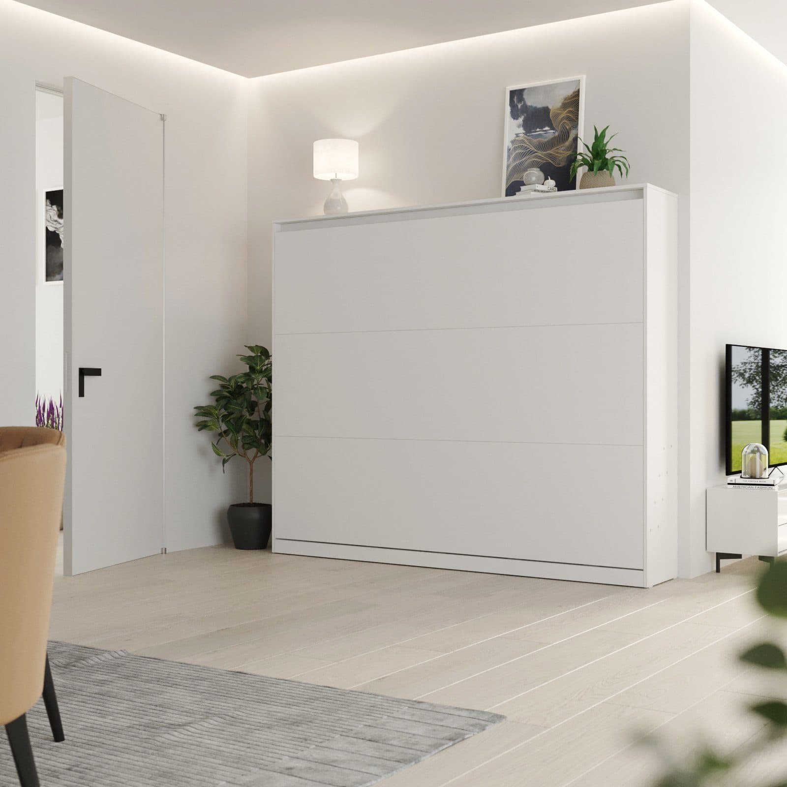 SMARTBett Schrankbett Wandklappbett Weiß mit Gasdruckfedern - Bild 2