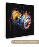 OneMillionCanvasses® Leinwandbild Graffiti Hantel Bunt 20x20 cm Bild 2
