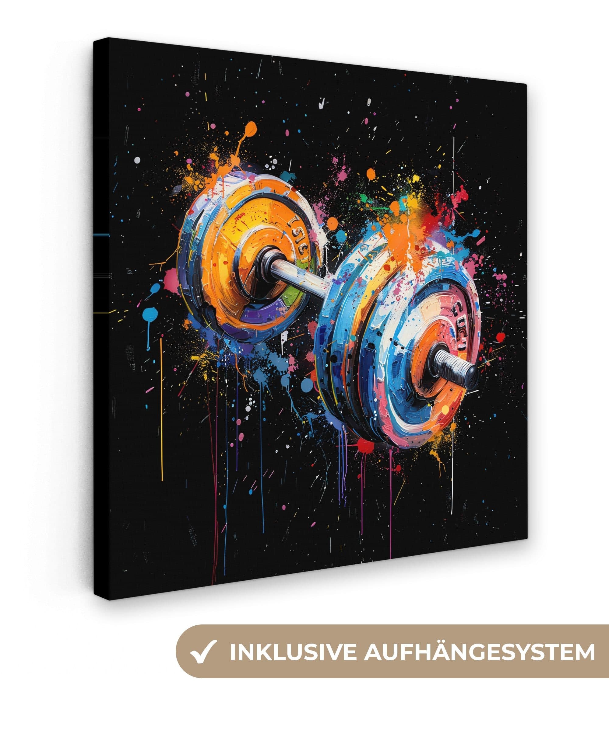 OneMillionCanvasses® Leinwandbild Graffiti Hantel Bunt 20x20 cm - Bild 2