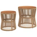 vidaXL Gartentisch-Set 2-tlg. Beige Poly Rattan mit Holzplatte Bild 2
