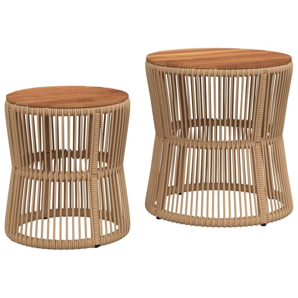 vidaXL Gartentisch-Set 2-tlg. Beige Poly Rattan mit Holzplatte - Bild 2