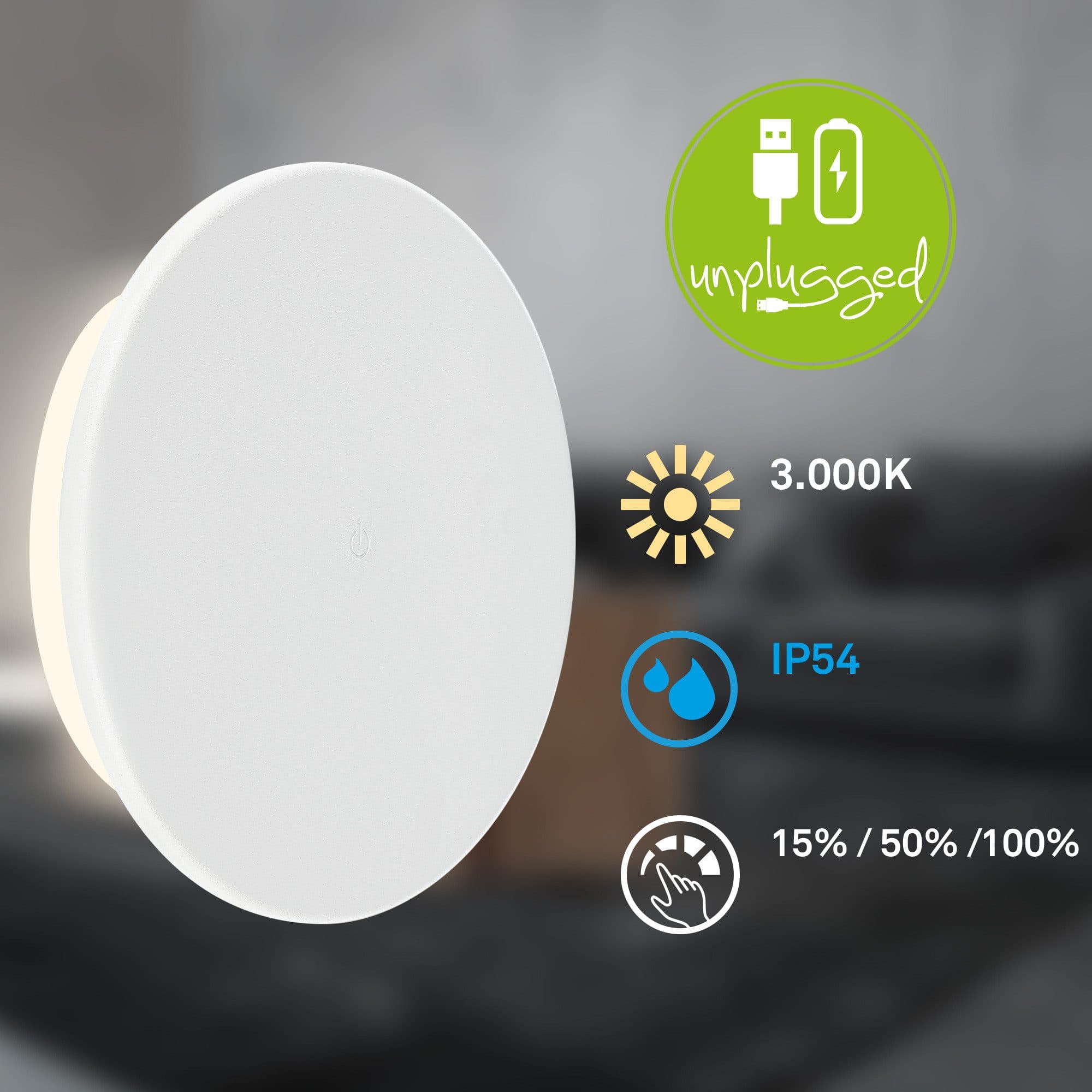 Briloner Leuchten Aurora Außen-Wandleuchte Weiß LED Touchdimmer Akku - Bild 2