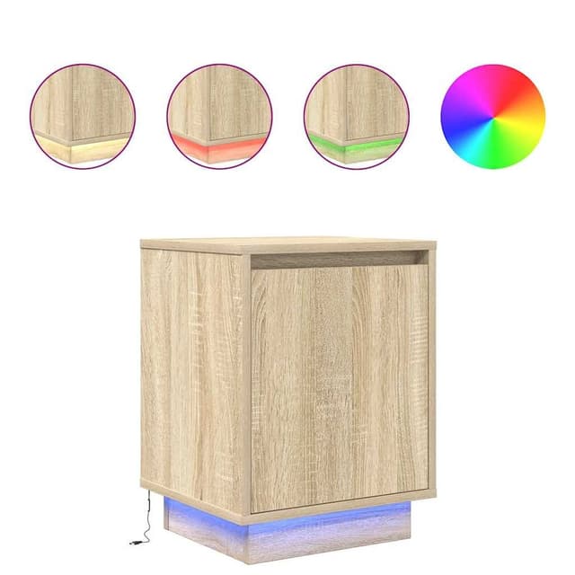 VIDAXL Sonoma-Eiche LED-Nachttische mit Stauraum und USB-Anschluss