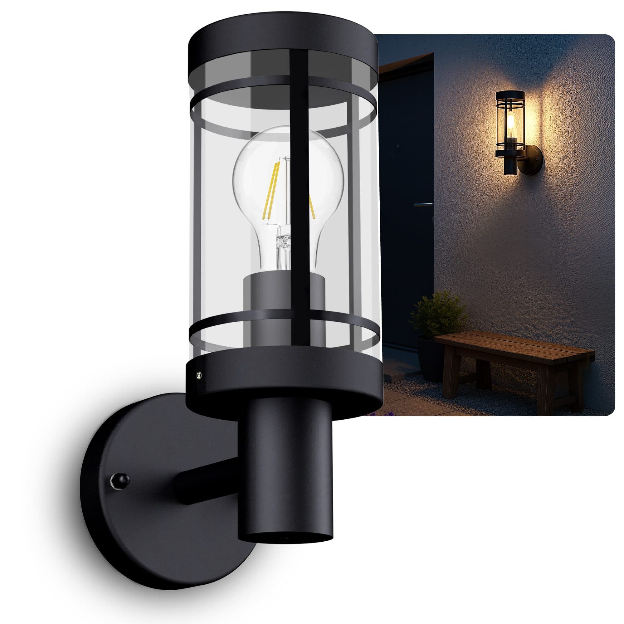 SSC-LUXon LED Außen-Wandleuchte MIENTO Schwarz IP44 Warmweiß - Bild 2