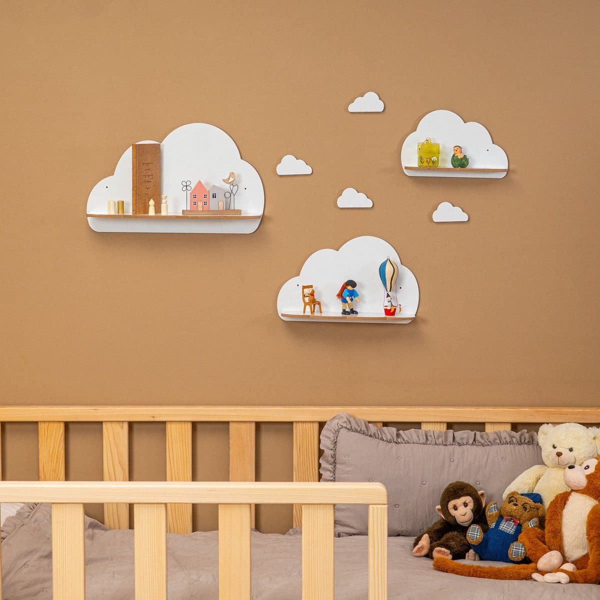 COZYCOLLECTIONS Kinderregal 3er-Set Weiß Wolkenform