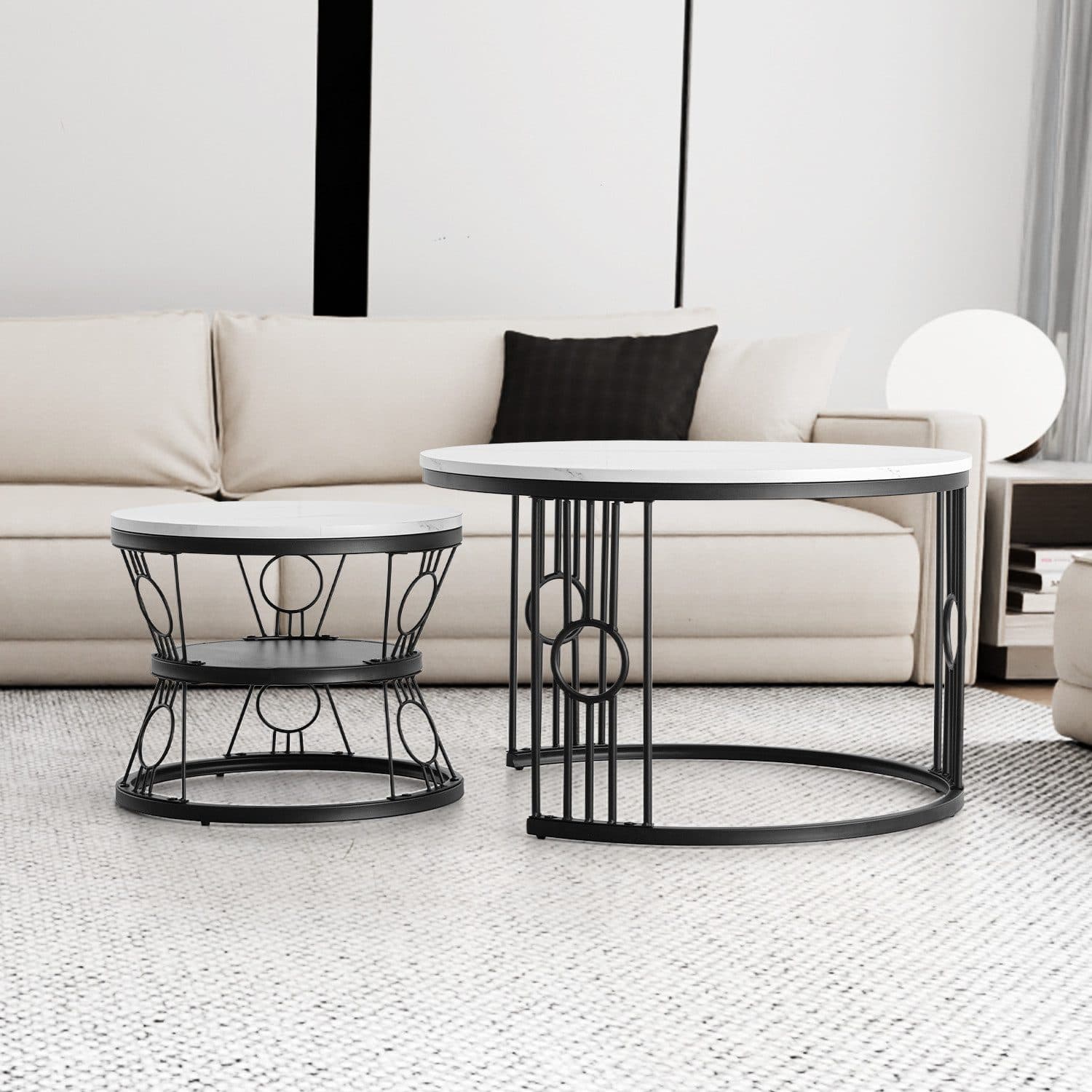 HAUSS SPOLE Couchtisch 2er-Satztisch Schwarz Stapelbar Modern - Bild 2