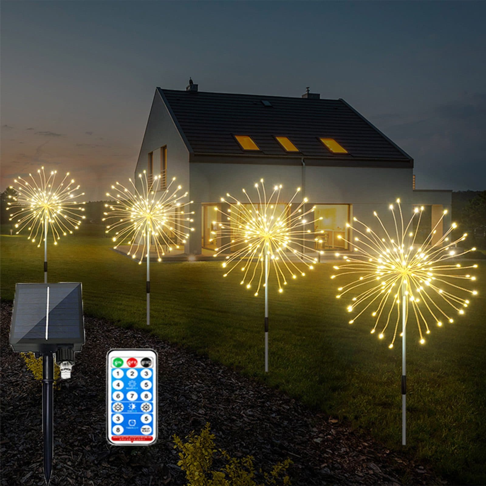 MUPOO LED Solarleuchte 4 Pack LED Dekolicht 480 LEDs Warmweiß/Multicolor - Bild 2