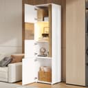 i@home Vitrine Hochschrank Weiß mit LED-Beleuchtung und Acryl-Türen Bild 2