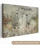 OneMillionCanvasses® Leinwandbild Blumen Grau Wanddekoration Bild 2